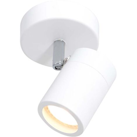 Sienna Upround Spot Individuel Blanc Mat, Détails En Acier Brossé IP44 (1/5)