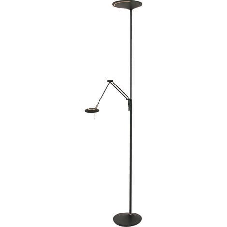 Lampadaire lampadaire LED uplighter Flexo lampadaire de salon variateur avec  liseuse, métal noir, 1x LED 18W 1410 lm blanc chaud, H 180 cm, ETC Shop:  lampes, mobilier, technologie. Tout d'une source.