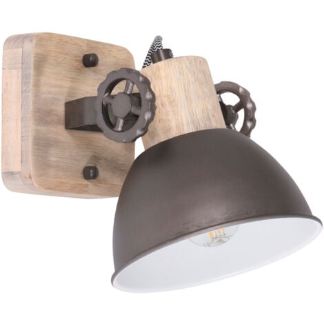 Mexlite - spot - Gearwood - anthracite - métal bois de caoutchouc