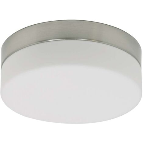 Sienna Ikaro Plafonnier Flush Acier Brossé, Verre Mat IP44 (1/5)