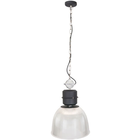 Sienna Clearvoyant Dome Suspension Plafonniers Transparent Usiné, Noir Mat, Métal (1/6)