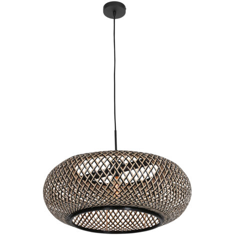 Suspension lampe suspendue plafonnier salle à manger lumière métal bois noir (1/5)