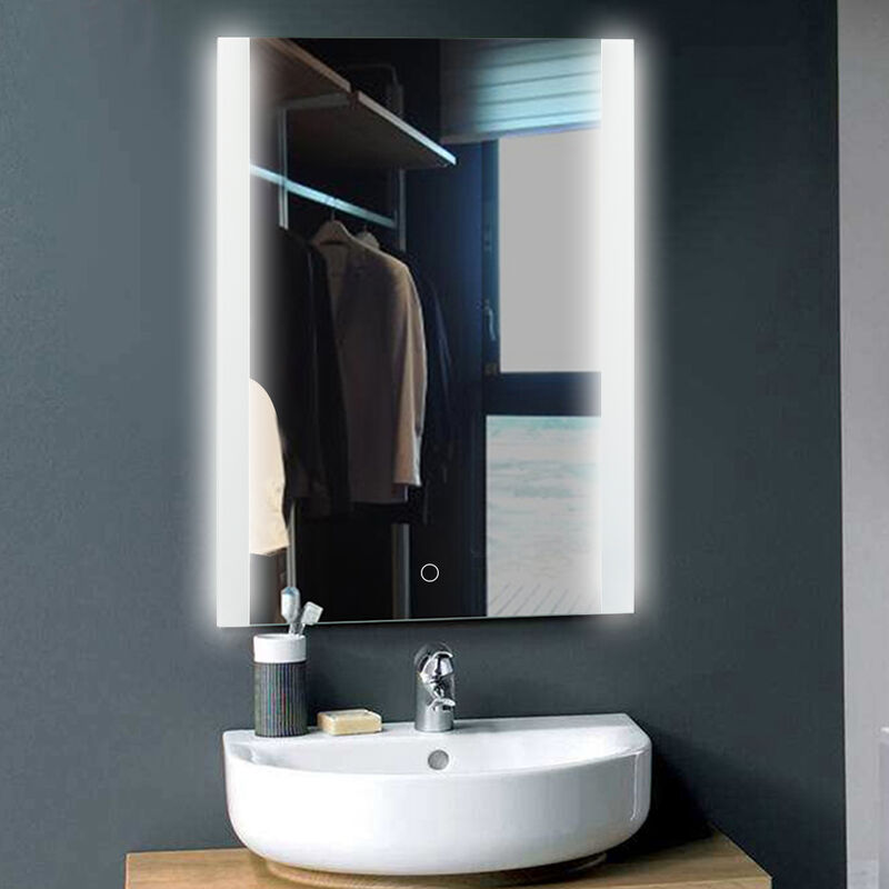 Miroir led salle de bain SMART (150x80cm) LED Lumineux Miroir avec  Éclairage Interrupteur Tactile Blanc Froid 7000K