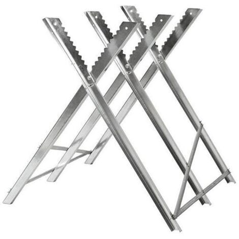 Tréteau de sciage jusqu'à 120kg, Chevalet de sciage en acier galvanisé, Couper le bois, Pliable, Menuiserie pour couper le bois, 3 Tréteaux
