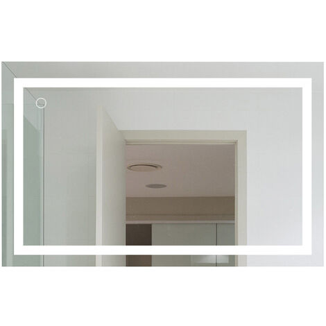 GOLDEN Miroir LED Lampe de Miroir Éclairage Salle de Bain Miroir Lumineux Verre Trempé 23W 6000K Design Carré - 100 x 60 cm