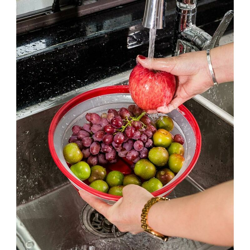 Microwave Cloche- Foldable Lid Splash Guard Cover Strainer For Fruits And  Vegetables Bpa Free And Non-toxic (red)