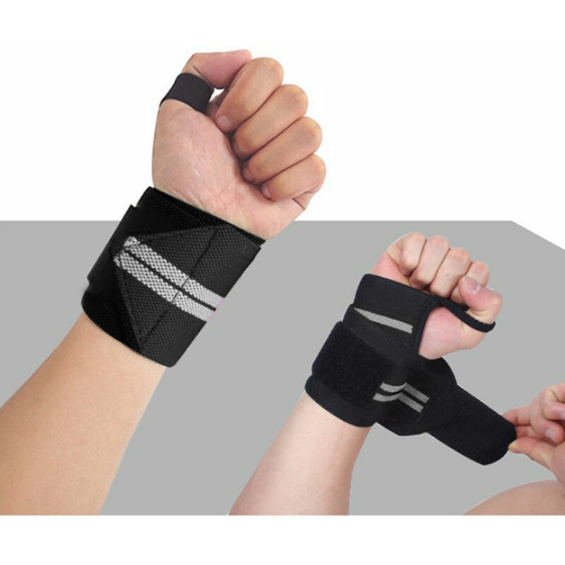 2pcs Black Yellow Sport Wrist Wrap Bandage Fits Baseball Basketball Running