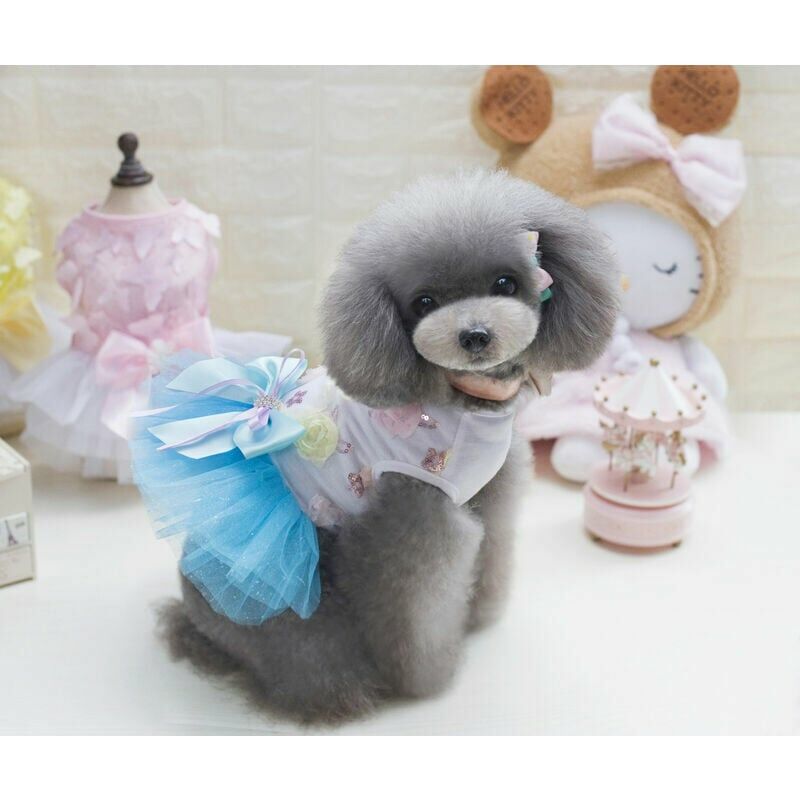 Wakeu Small Dog Girl Dress Pet Puppy Lace Tutu Stripe Vest Shirt