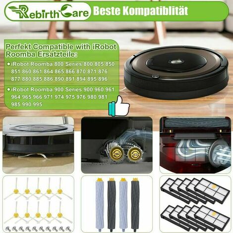 Kit Parts for Irobot Roomba Vacuum Cleaner Series 800 900 850 861 866 870 875 876 880 886 890 891 895 896 960 965 966 970 971 974 975 976 980 981 Replacement Filter