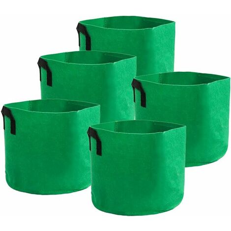 JERIA 12-Pack 5 Gallon, Vegetable/Flower/Plant Grow Bags, Aeration Fabric  Pots with Handles (Black), Come with 12 Pcs Plant Labels