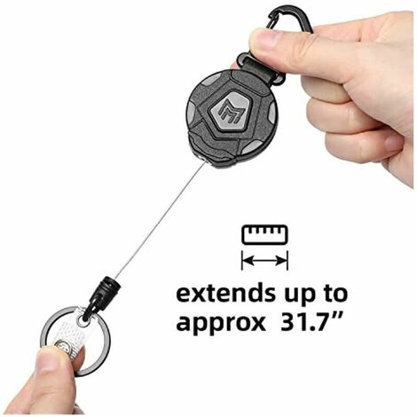 2 Pack Heavy Duty Retractable Badge Holder Reel Will Well Metal ID Badge Holder with Belt Clip Key Ring for Name Card Keychain [All Metal Casing