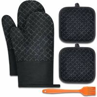 Oven Gloves, Oven Mitts, Heat Resistant, Waterproof and Non-Slip, Pot  Holders for Oven Barbecue Cooking Handling, Cotton Lining - 1 Pair, Black