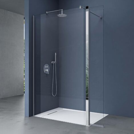 doporro Box Doccia Walk-In 50x200cm con Vetro Laterale 30cm, Parete Doccia Anticalcare in Vetro da 10mm con Braccio Sostegno MMBR1 Telescopico in Acciaio