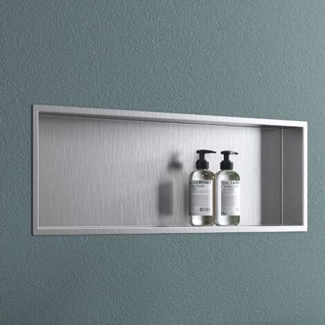 doporro Nicchia Doccia da Incasso Mensola da Parete per Bagno Ripiano Integrato Porta Shampoo 30x90x8.3 cm Argento
