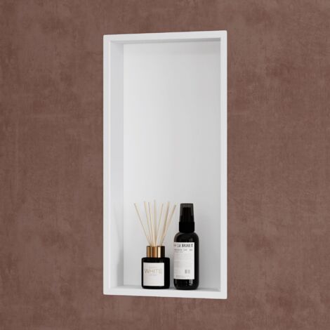 doporro Nicchia Doccia da Incasso Mensola da Parete per Bagno Ripiano Integrato Porta Shampoo 30x60x8.3 cm Bianco