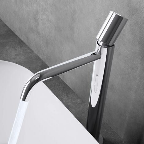 doporro Miscelatore Monocomando per Lavabo Bagno Senza Leva, Rubinetto con Flessibili Acqua Calda Fredda in Ottone Cromato H 34,2 cm WAO-7701
