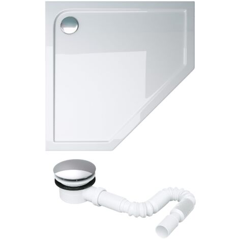 doporro Piatto Doccia con Piletta, Piatto Doccia Faro5W in Acrilico Bianco incl. Piletta di Scarico (AL01), Forma:Pentagonale, Dimensione: 80x80x4cm