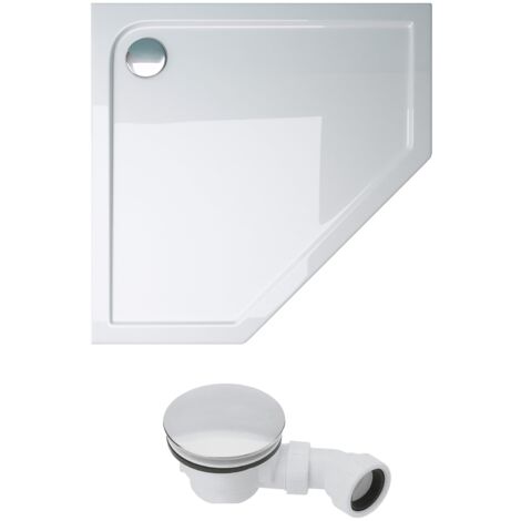 doporro Piatto Doccia con Piletta, Piatto Doccia Faro5W in Acrilico Bianco incl. Piletta di Scarico (AL02), Forma:Pentagonale, Dimensione: 80x80x4cm