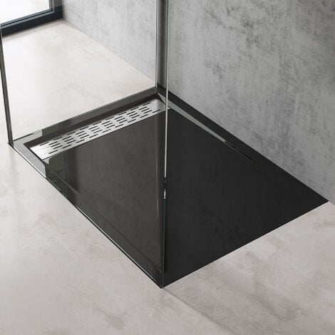 doporro® Piatto Doccia 80x140x5cm Xetro04 in Acrilico, Forma: Rettangolare, Nero