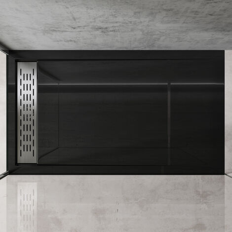 doporro® Piatto Doccia 80x140x5cm Xetro04 in Acrilico, Forma: Rettangolare, Nero