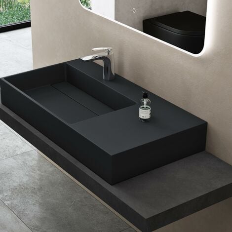 Lavabo d'appoggio Nero opaco solidsurface 50x40