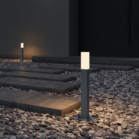 doporro Lampione da Giardino 3000K, Luminoso da Giardino IP65 Paletti Esterni Led 3.8x3.8x40.6cm in Alluminio per Giardini, Parchi, Aree Residenziali e Ingressi Deus Lumina, Sabbia grigio scuro