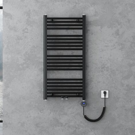 doporro Radiatore Piatto 100x50cm con Elemento Riscaldante 600W, Radiatore Scaldasalviette Termoarredo da Bagno Riscaldamento Elettrico o da Acqua Calda RHE in Acciaio, Antracite