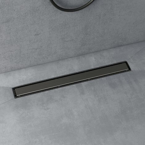 doporro Canaletta Scarico Doccia Canalina di Scarico Doccia a Pavimento Piastrellabile con Sifone Antiodore e Filtro per Capelli in acciaio inox per Box Doccia Bagno Drenaggio Grigio 90cm KE110