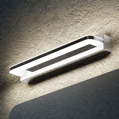doporro Lampada da Specchio a LED per Bagno, Applique Specchio Illuminazione da Parete, Luce per Trucco, Luce Naturale Cromo, 40cm, 9w, 4000k