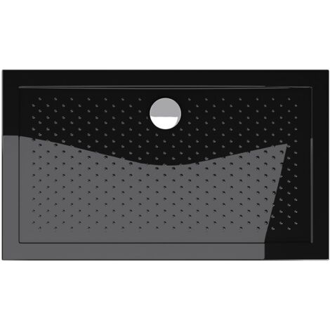 doporro Piatto Doccia Rettangolare in Acrilico H 4 cm Superficie Puntinata Antiscivolo Mod.Lucia02AR - Nero Lucido 75x120 cm