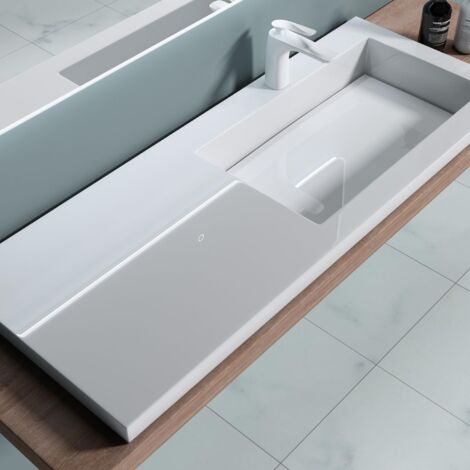 doporro Lavabo da Appoggio, Lavandino Bagno Colossum820 da Marmo fuso Lavabo con Rialzo