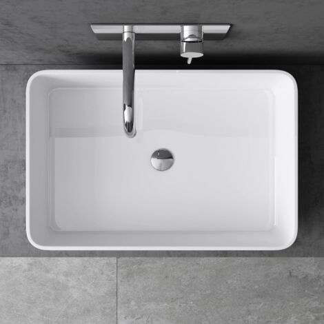 doporro Lavabo da Appoggio 60x40x15cm, Lavandino Bagno Rettangolare Lavandino da Minerale Fuso Colossum102