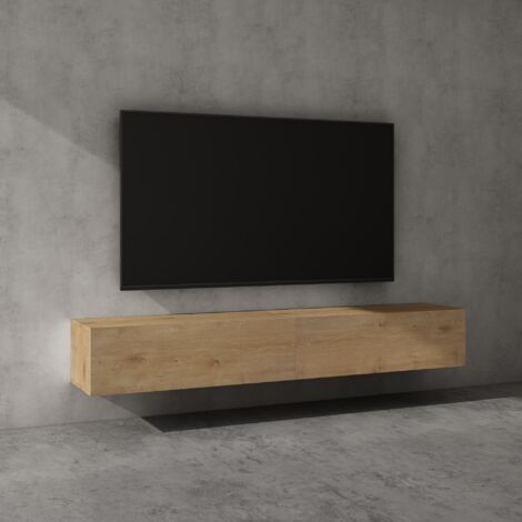doporro Mobile Porta TV Sospeso 200 cm con 2 Ante Marrone Chiaro, Credenza Bassa da Soggiorno Salotto, Madia Consolle per TV Fernsehschrank02