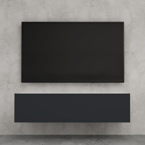 doporro Mobile Porta TV Sospeso 120 cm con 2 Ante Bianco Opaco e Antracite Opaco, Credenza Bassa da Soggiorno Salotto, Madia Consolle Bicolore per TV Fernsehschrank02