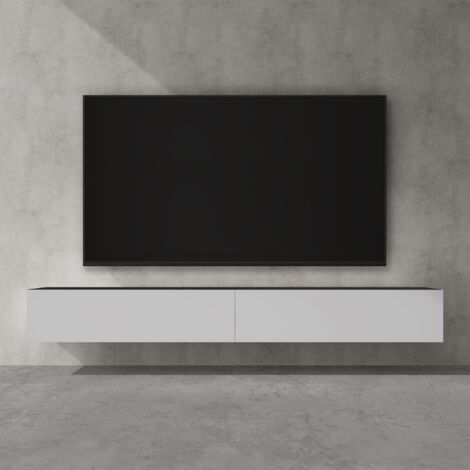 doporro Mobile Porta TV Sospeso 240 cm con 2 Ante Antracite Opaco e Bianco Opaco, Credenza Bassa da Soggiorno Salotto, Madia Consolle Bicolore per TV Fernsehschrank02