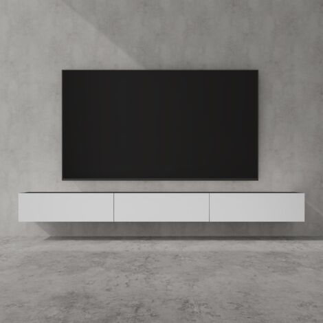 doporro Mobile Porta TV Sospeso 300 cm con 4 Ante Antracite Opaco e Bianco Opaco, Credenza Bassa da Soggiorno Salotto, Madia Consolle Bicolore per TV Fernsehschrank02