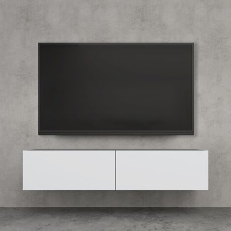 doporro Mobile Porta TV Sospeso 140 cm con 2 Ante Antracite Opaco e Bianco Opaco, Credenza Bassa da Soggiorno Salotto, Madia Consolle Bicolore per TV Fernsehschrank02