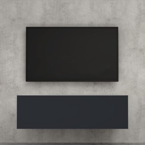 doporro Mobile Porta TV Sospeso 100 cm con Anta Bianco Opaco e Antracite Opaco, Credenza Bassa da Soggiorno Salotto, Madia Consolle Bicolore per TV Fernsehschrank02