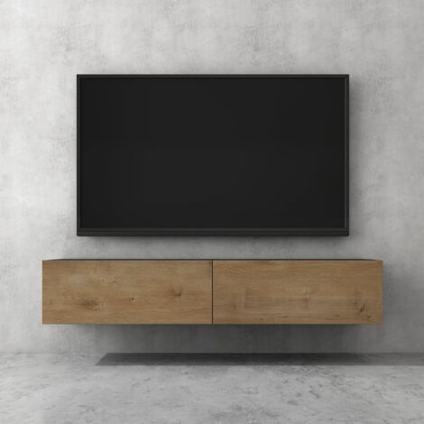 doporro Mobile Porta TV Sospeso 160 cm con 2 Ante Antracite Opaco e Marrone Chiaro, Credenza Bassa da Soggiorno Salotto, Madia Consolle Bicolore per TV Fernsehschrank02