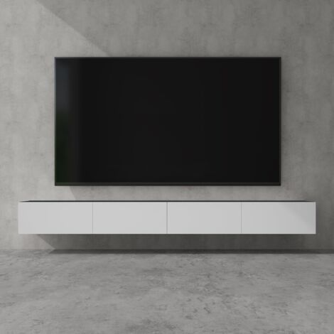 doporro Mobile Porta TV Sospeso 280 cm con 4 Ante Antracite Opaco e Bianco Opaco, Credenza Bassa da Soggiorno Salotto, Madia Consolle Bicolore per TV Fernsehschrank02