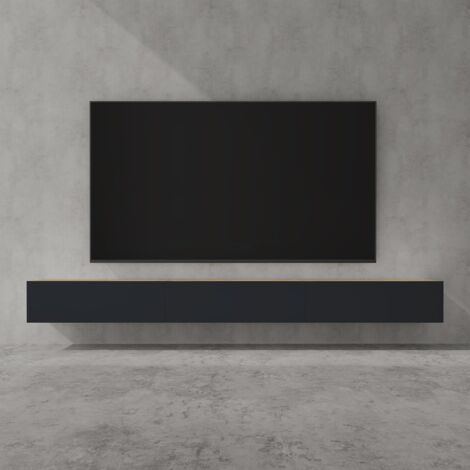 doporro Mobile Porta TV Sospeso 300 cm con 4 Ante Marrone Chiaro e Antracite Opaco, Credenza Bassa da Soggiorno Salotto, Madia Consolle Bicolore per TV Fernsehschrank02 (1/5)