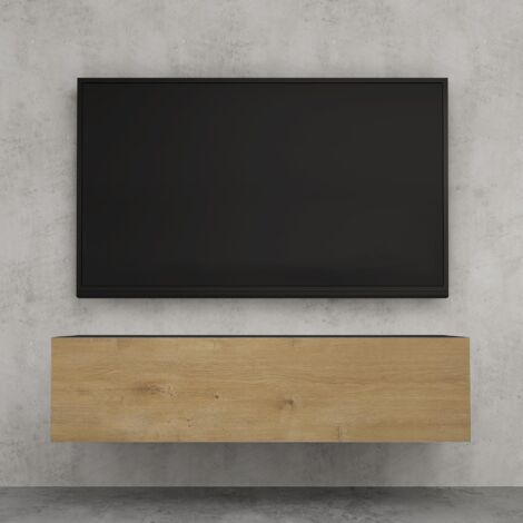doporro Mobile Porta TV Sospeso 120 cm con 2 Ante Antracite Opaco e Marrone Chiaro, Credenza Bassa da Soggiorno Salotto, Madia Consolle Bicolore per TV Fernsehschrank02