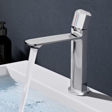 Rubinetto per bagno (bianco corto), rubinetto monocomando per lavabo con acqua calda e fredda, miscelatore per bagno, installazione | Leroy Merlin
