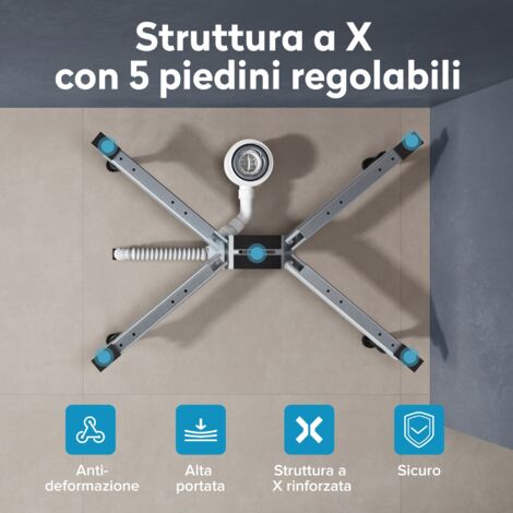 doporro Piedini per Piatti Doccia – Telaio Regolabile in Acciaio Zincato – Piedini Supporto Universale Lunghezza 1380mm Duschwannenfüße01