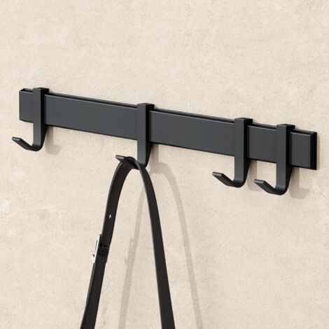 doporro Appendiabiti da Parete con 4 Ganci Scorrevoli, Attaccapanni da Muro in Alluminio Appendiabiti 40 cm per Cameretta, Ingresso, Cucina, Nero Opaco, Stalo-12 (1/5)