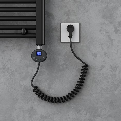 doporro Barra Riscaldante per Termosifoni, Asta Riscaldante in Acciaio Inox, Resistenza Elettrica 600W con Termostato e Display LCD, Radiatori da Bagno e Scaldasalviette Nero