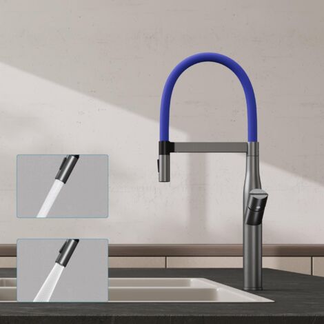 doporro Miscelatore Cucina Flessibile Girevole a 360° in Acciaio Inox 304, Finitura Grigio, Altezza 57 cm, Cartuccia Ceramica, 2 Tipi di Getto, Aeratore Rimovibile, Turnix-01 (1/5)