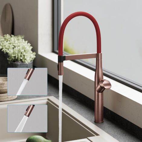 doporro Miscelatore Cucina Flessibile Girevole a 360° in Acciaio Inox 304, Finitura Oro Rosa, Altezza 57 cm, Cartuccia Ceramica, 2 Tipi di Getto, Aeratore Rimovibile, Turnix-01