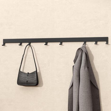 doporro Appendiabiti da Parete con 5 Ganci Scorrevoli, Attaccapanni da Muro in Alluminio Appendiabiti 80 cm per Cameretta, Ingresso, Cucina, Nero Opaco, Stalo-10 (1/5)