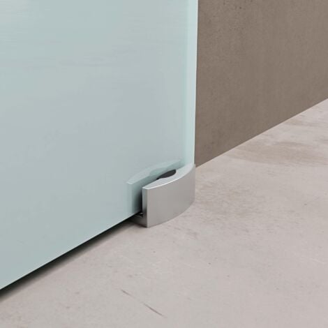 doporro Porta Scorrevole in Vetro Temperato 8 mm Opaco a Strisce, con Binario in Alluminio Cromato, 77,5x205 cm – Amalfi13